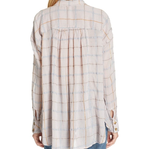 NWT Free People Break My Stripe Plaid Shirt Small - Picture 2 of 5